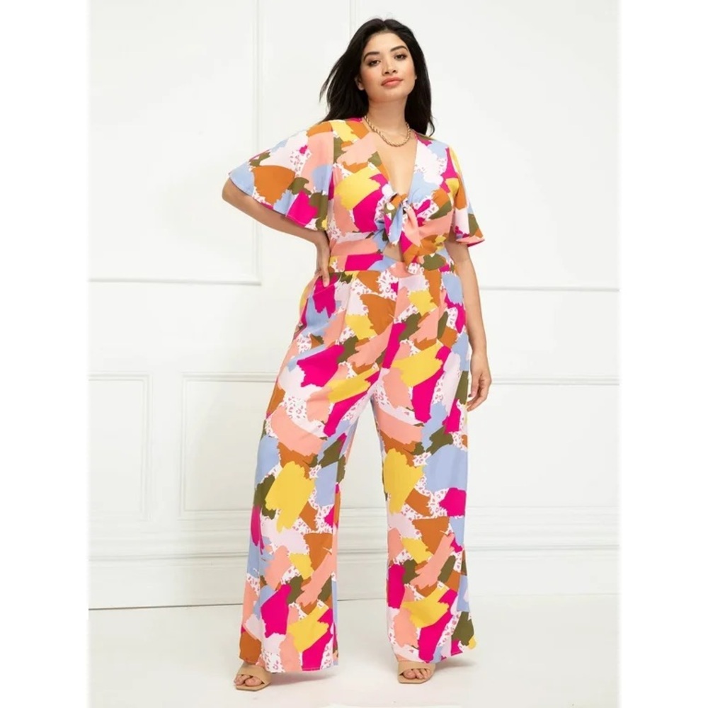 Colorful Abstract Print Jumpsuit